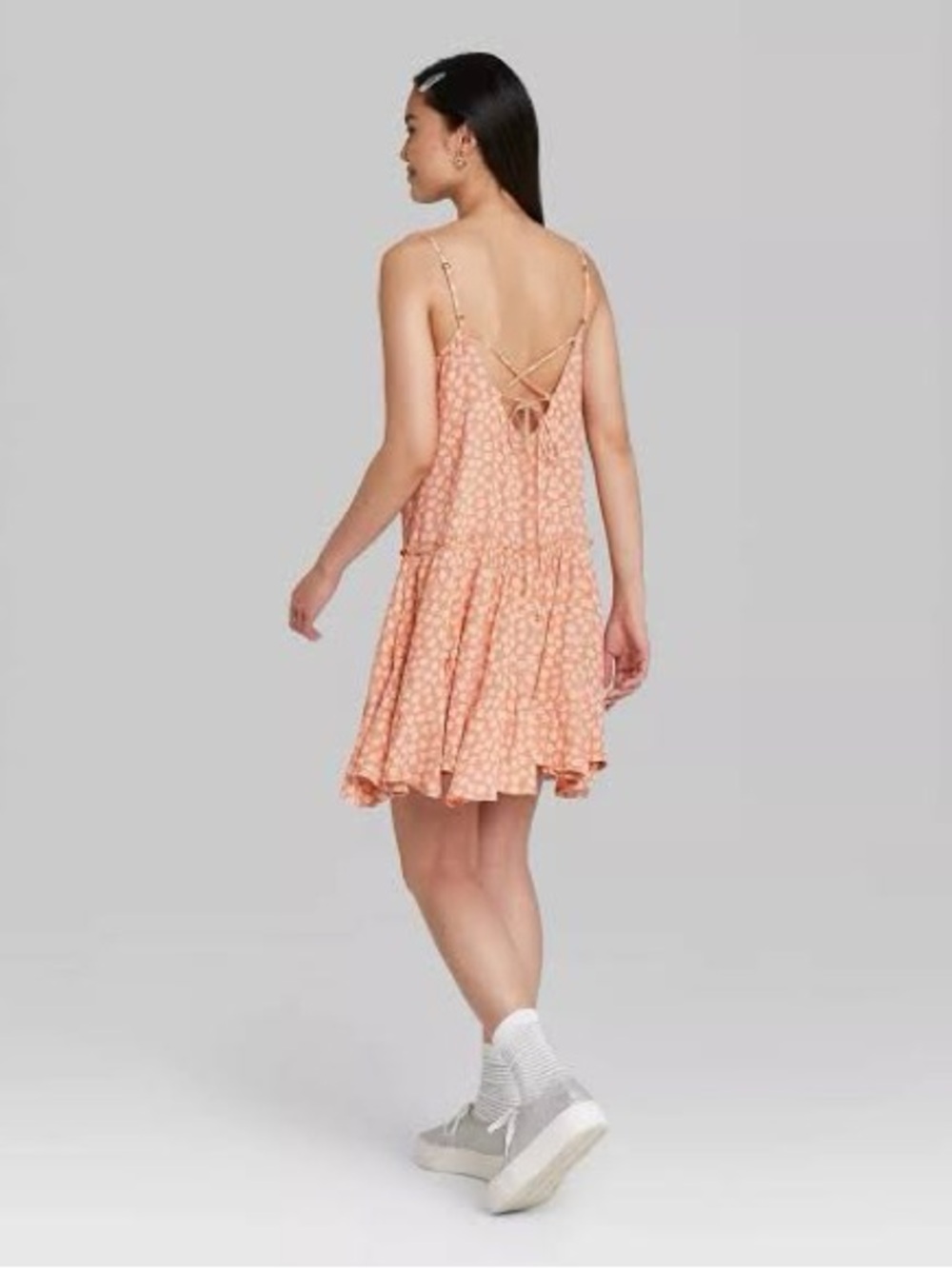 wild fable Peach Floral Tiered Mini Dress - Picture 2 of 5
